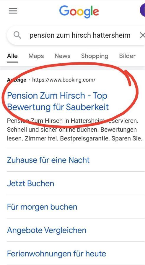 Hotel-Pension Zum Hirsch Хаттерсхайм Экстерьер фото